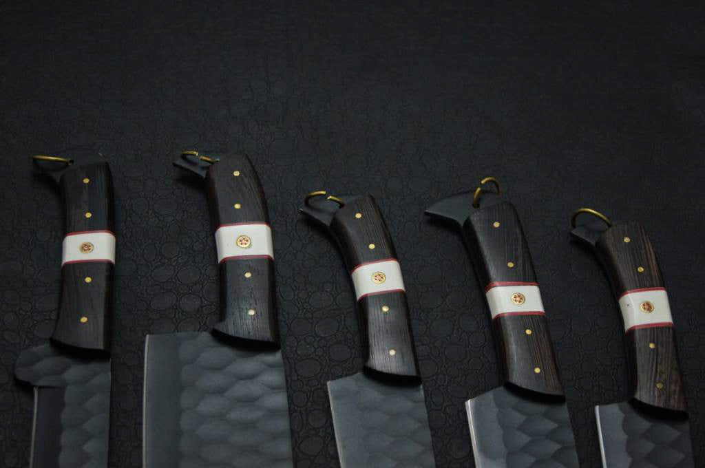 Handmade Premium Black Chef Set with Leather Sheath