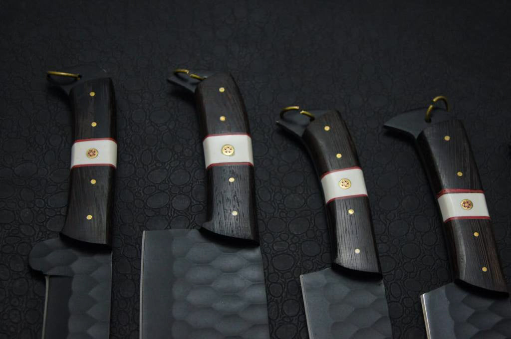 Handmade Premium Black Chef Set with Leather Sheath