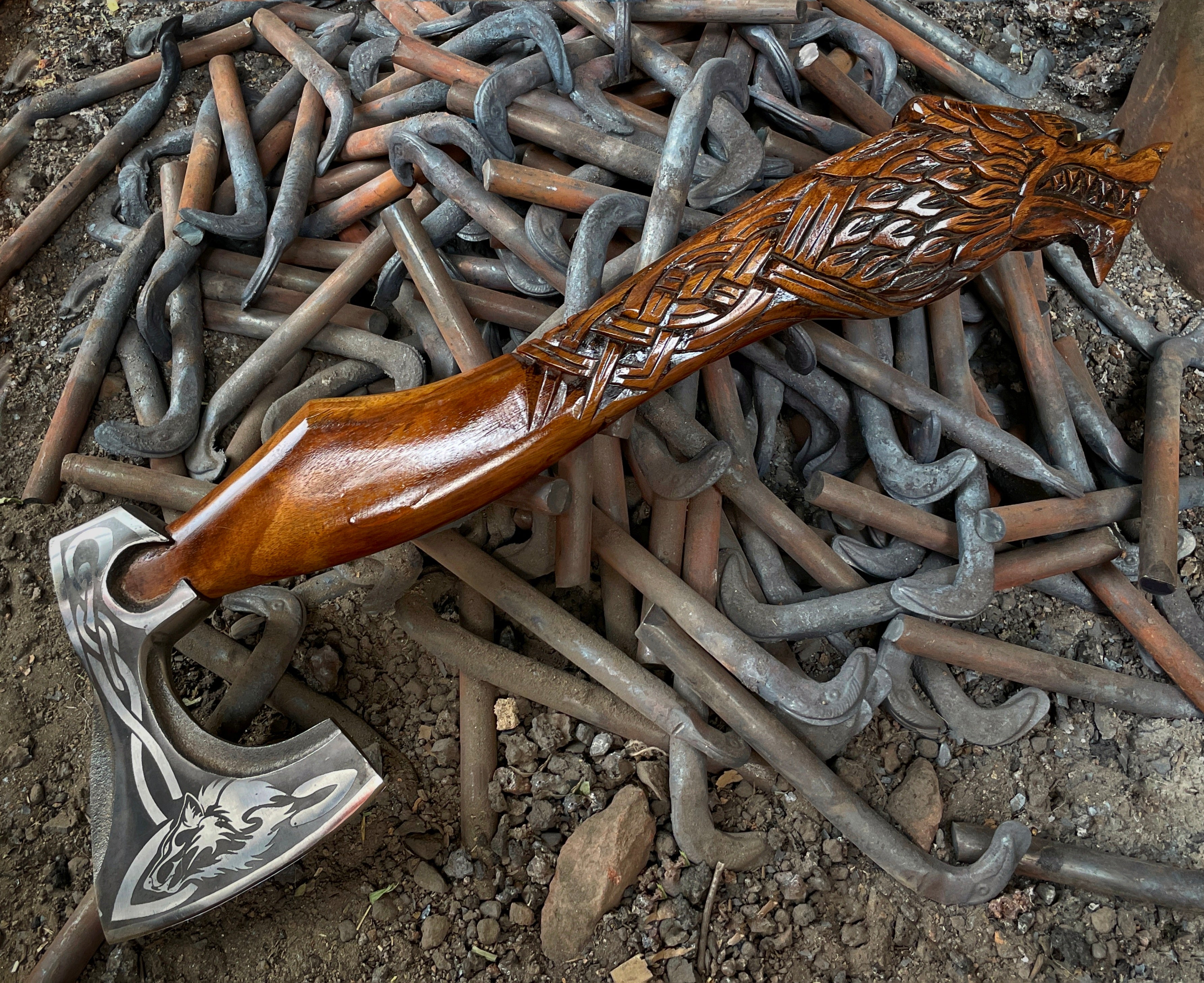 Handmade Medieval Norse/Viking Fenrir Axe Viking Wolf Axe