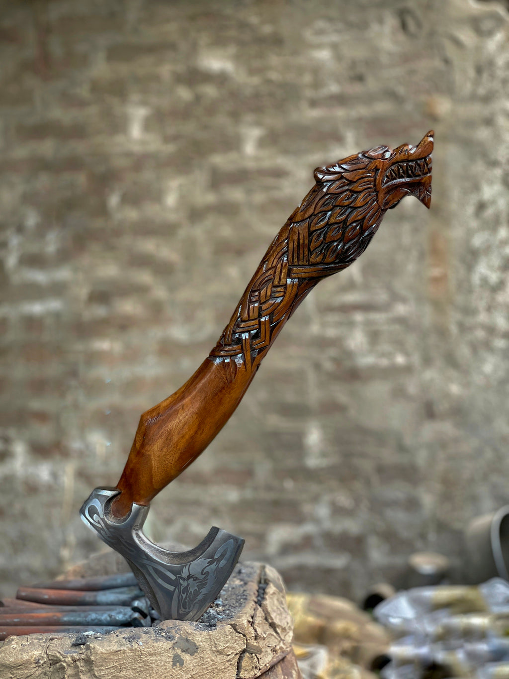 Handmade Medieval Norse/Viking Fenrir Axe Viking Wolf Axe