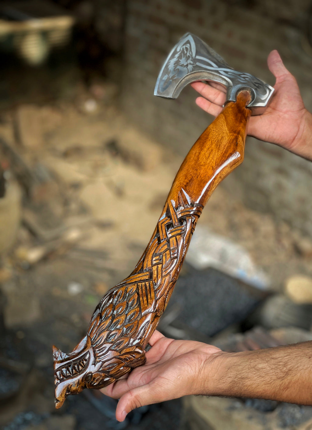 Handmade Medieval Norse/Viking Fenrir Axe Viking Wolf Axe