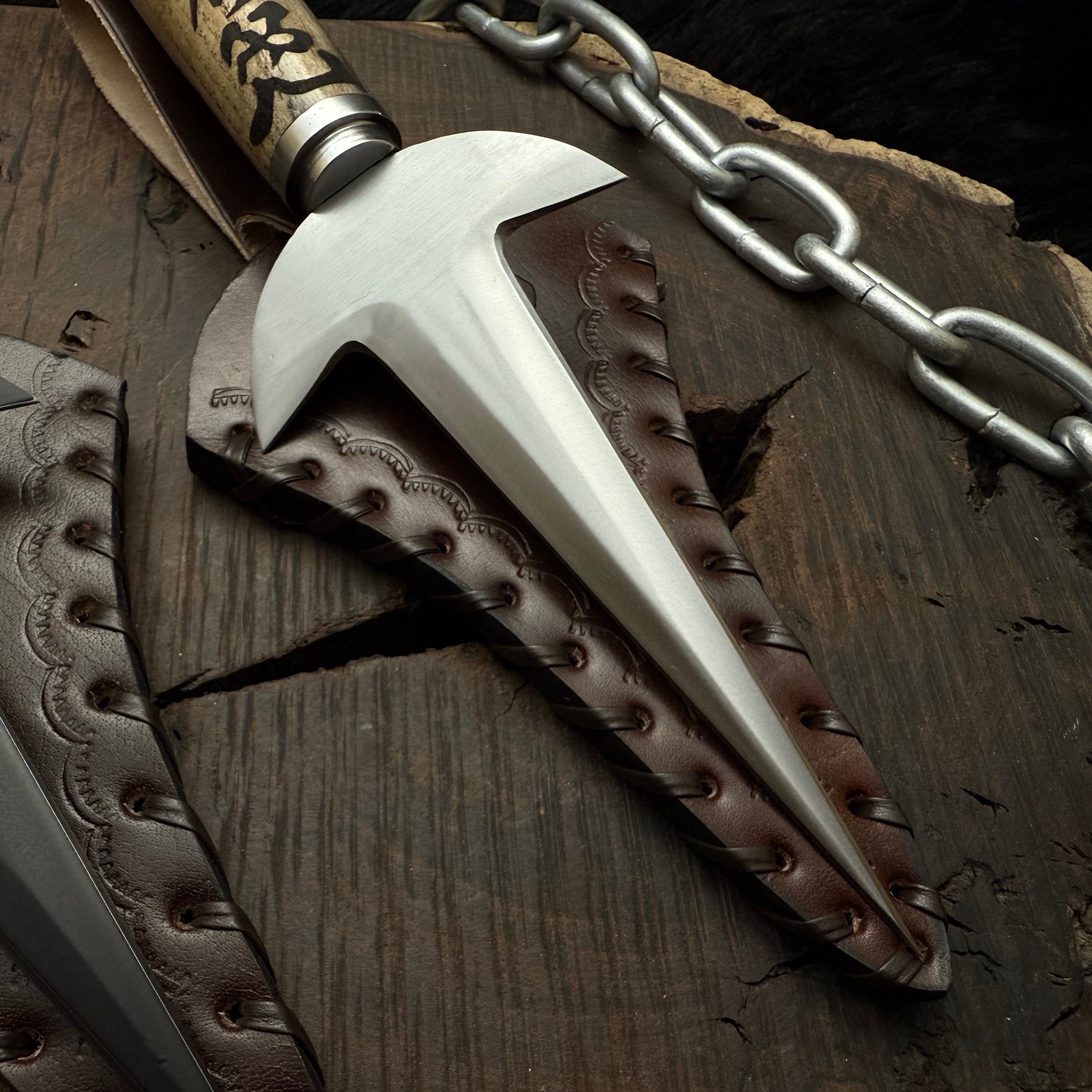 Naruto Shippuden: Handmade Custom Minato Kunai with Leather Sheath | Minato 4th Hokage | Yellow Flash Kunai