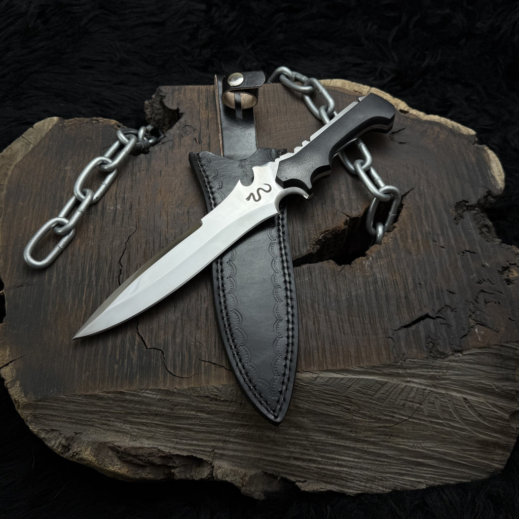 Resident evil 4 Remake Jack Krauser Knife Replica(New Shape): D2 Steel Full Tang with Leather Sheath
