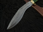 Handmade Damascus Antique Kukri Knife with Leather Sheath