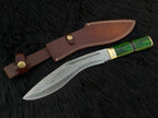 Handmade Damascus Antique Kukri Knife with Leather Sheath
