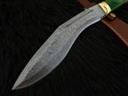 Handmade Damascus Antique Kukri Knife with Leather Sheath