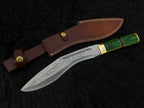 Handmade Damascus Antique Kukri Knife with Leather Sheath