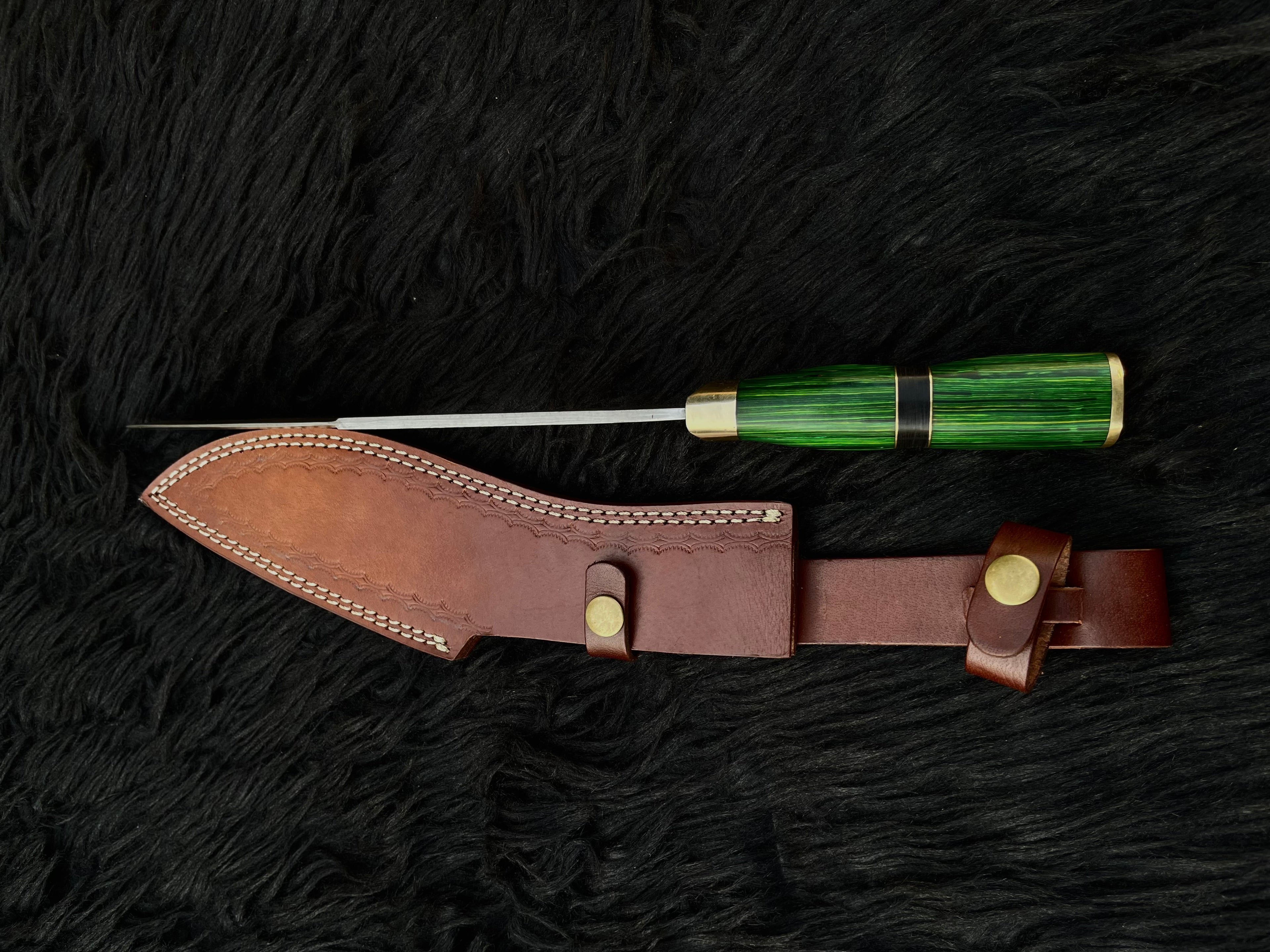 Handmade Damascus Antique Kukri Knife with Leather Sheath