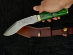 Handmade Damascus Antique Kukri Knife with Leather Sheath