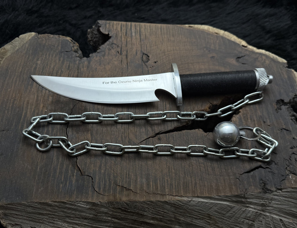 Custom Handmade Ninja Assassin Chained Knife With Leather Sheath