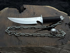 Custom Handmade Ninja Assassin Chained Knife With Leather Sheath