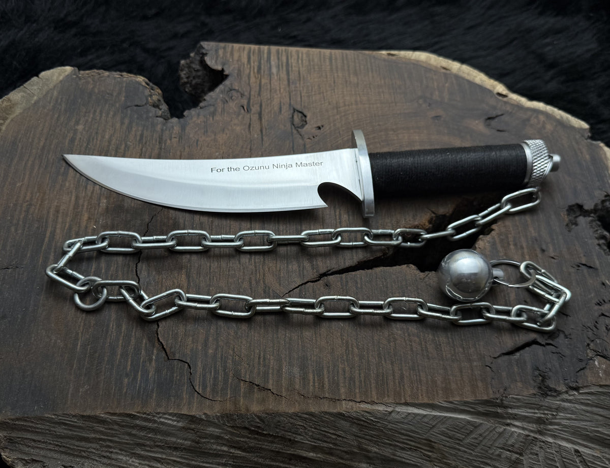 Custom Handmade Ninja Assassin Chained Knife With Leather Sheath