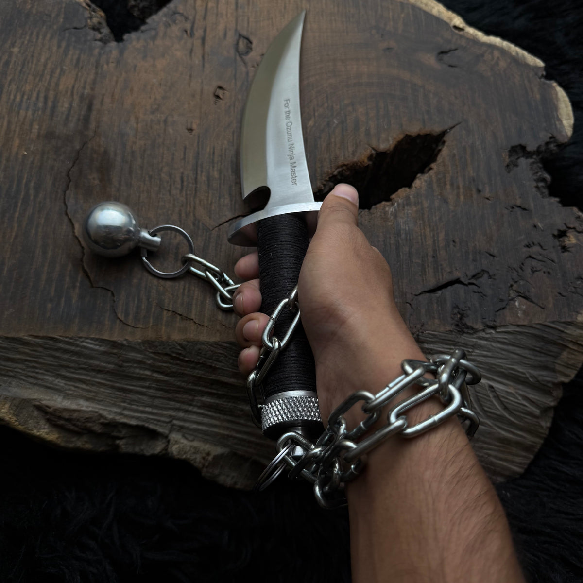 Custom Handmade Ninja Assassin Chained Knife With Leather Sheath