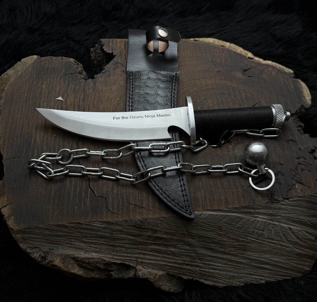 Custom Handmade Ninja Assassin Chained Knife With Leather Sheath