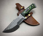 Handmade Damascus Green Tracker with Leather Sheath | Camping Tracker | Gift For him | Hunting Gear | Tom Brown knife | Full Tang | Antique Knife