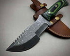 Handmade Damascus Green Tracker with Leather Sheath | Camping Tracker | Gift For him | Hunting Gear | Tom Brown knife | Full Tang | Antique Knife