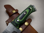 Handmade Damascus Green Tracker with Leather Sheath | Camping Tracker | Gift For him | Hunting Gear | Tom Brown knife | Full Tang | Antique Knife