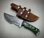 Handmade Damascus Green Tracker with Leather Sheath | Camping Tracker | Gift For him | Hunting Gear | Tom Brown knife | Full Tang | Antique Knife