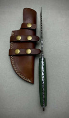 Handmade Damascus Green Tracker with Leather Sheath | Camping Tracker | Gift For him | Hunting Gear | Tom Brown knife | Full Tang | Antique Knife