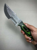 Handmade Damascus Green Tracker with Leather Sheath | Camping Tracker | Gift For him | Hunting Gear | Tom Brown knife | Full Tang | Antique Knife