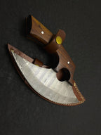 Handmade Damascus steel Kitchen Ulu Knife and Pizza Cutter