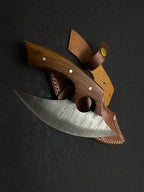 Handmade Damascus steel Kitchen Ulu Knife and Pizza Cutter