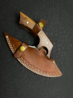 Handmade Damascus steel Kitchen Ulu Knife and Pizza Cutter