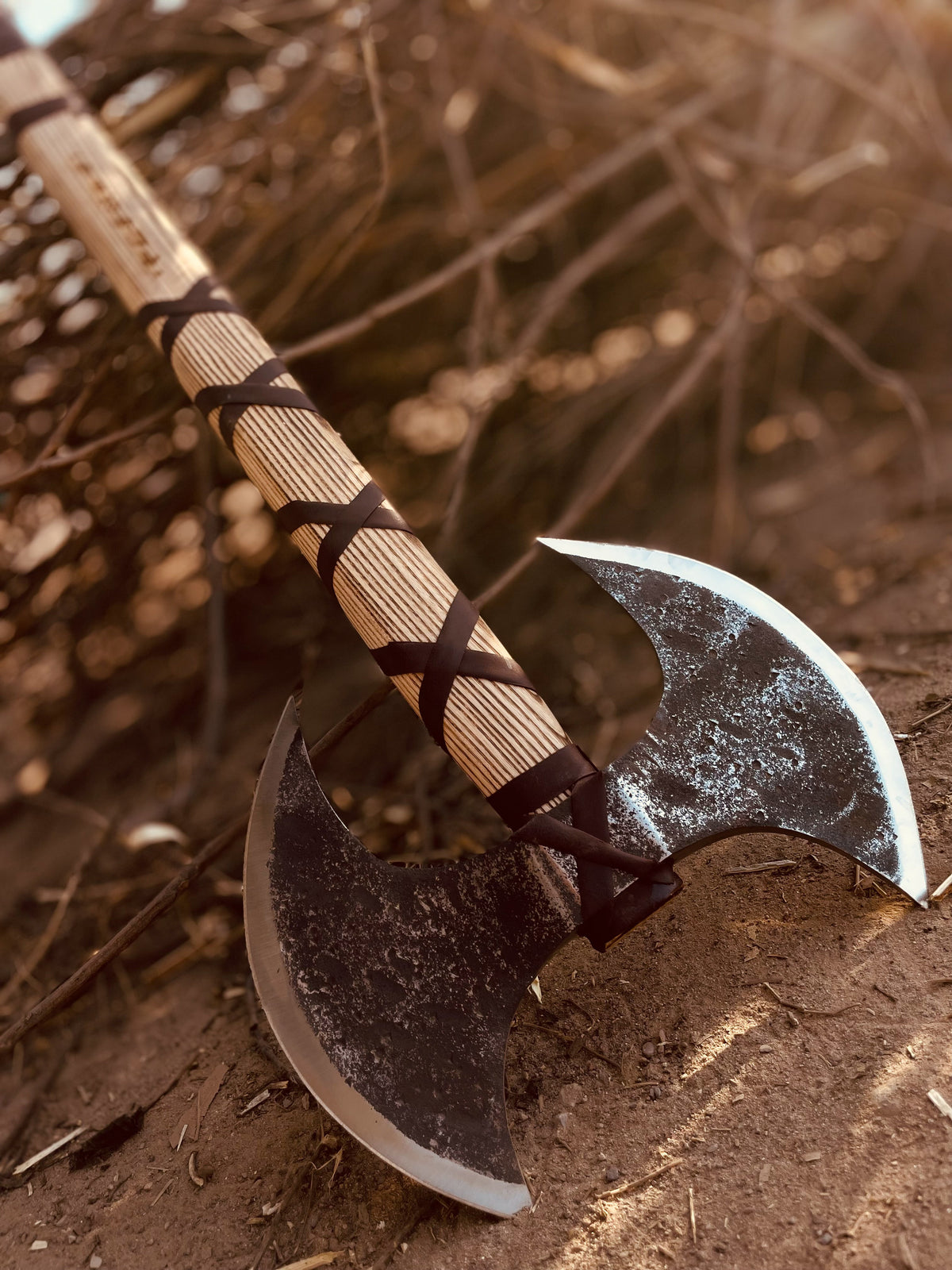 Handmade Double Headed Carbon Steel Axe with Ash Wood Shaft