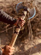 Handmade Double Headed Carbon Steel Axe with Ash Wood Shaft