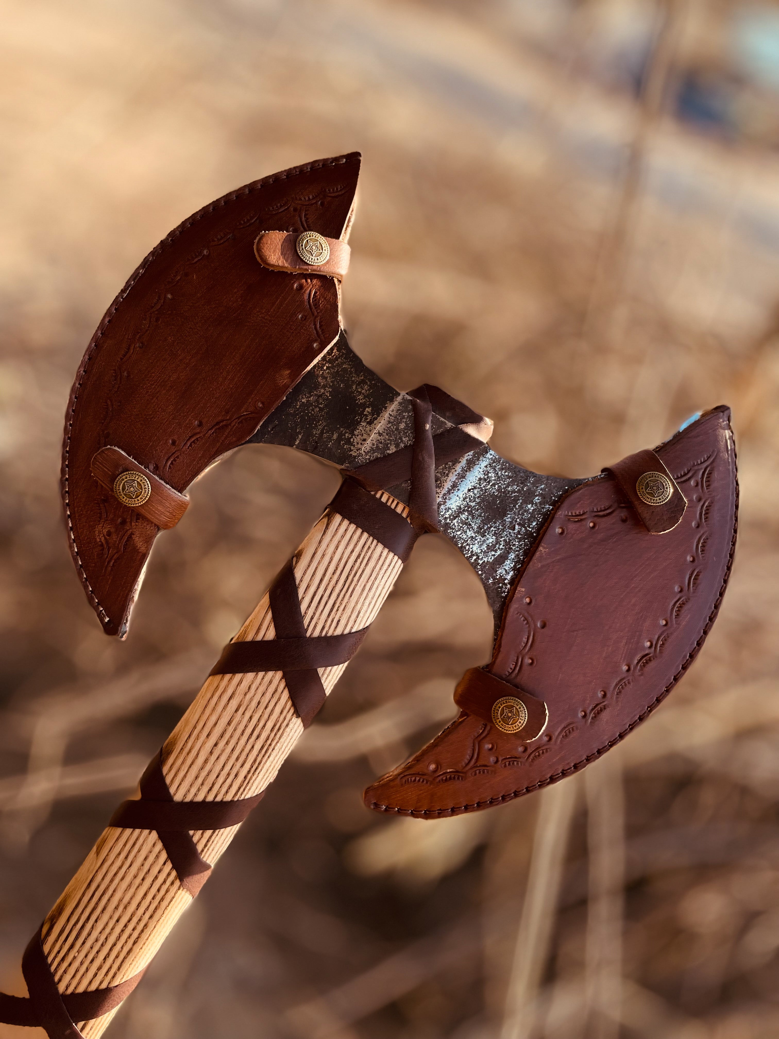 Handmade Double Headed Carbon Steel Axe with Ash Wood Shaft