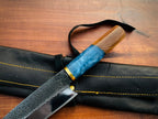 Premium Handmade Carbon Steel Chef Knife with Blue Resin Handle