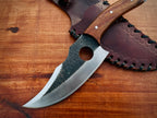 Handmade Custom Chef-Hole Knife with Leather Sheath
