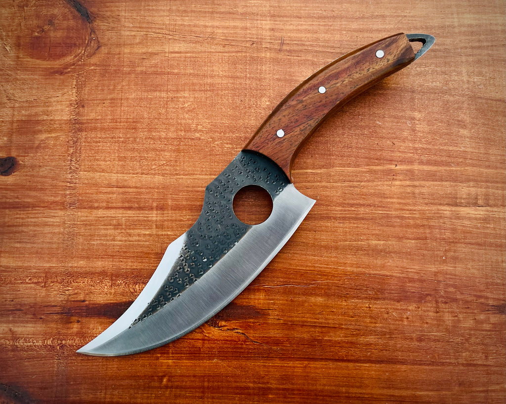 Handmade Custom Chef-Hole Knife with Leather Sheath