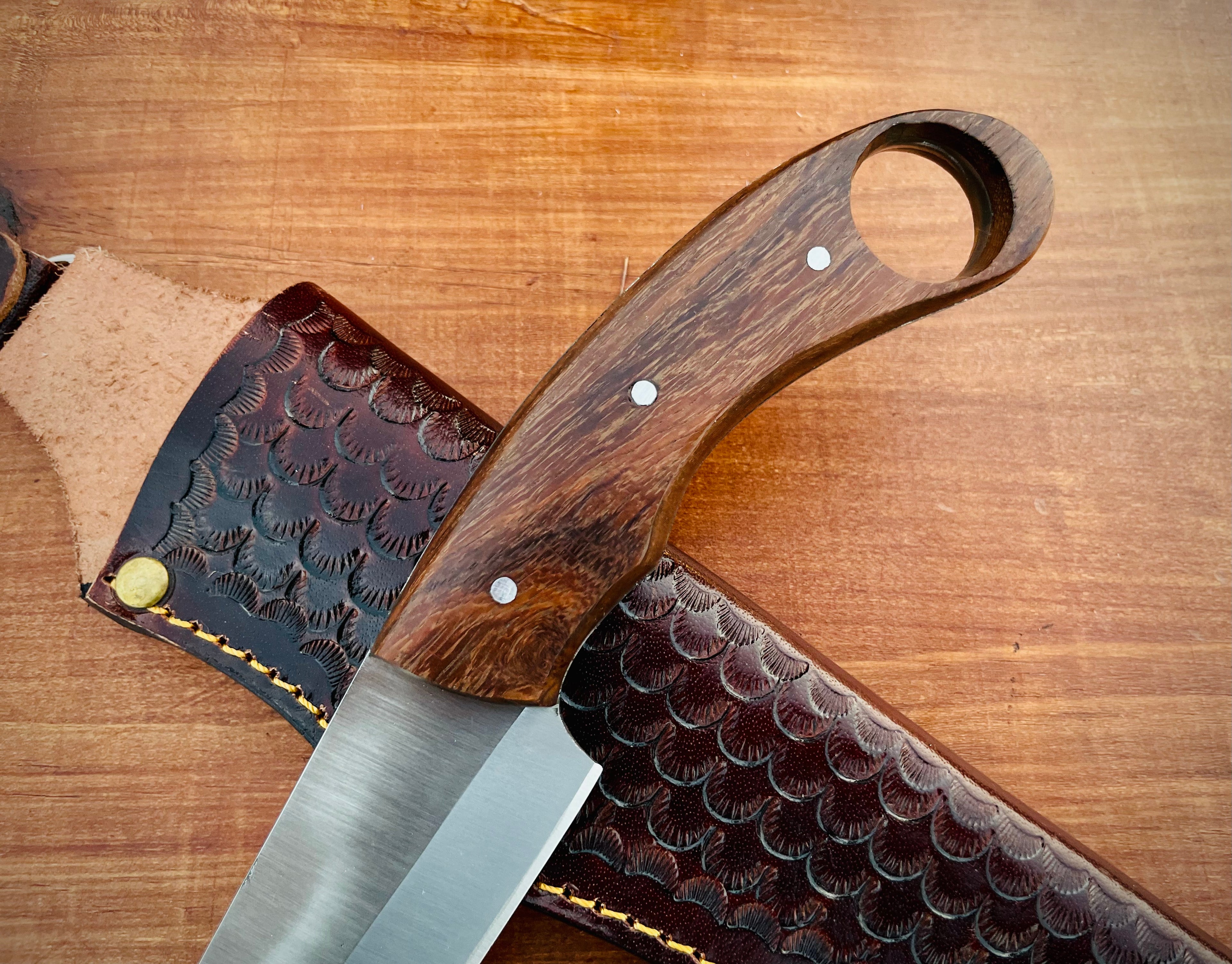 Custom Handmade Chef Fillet Knife with Leather Sheath