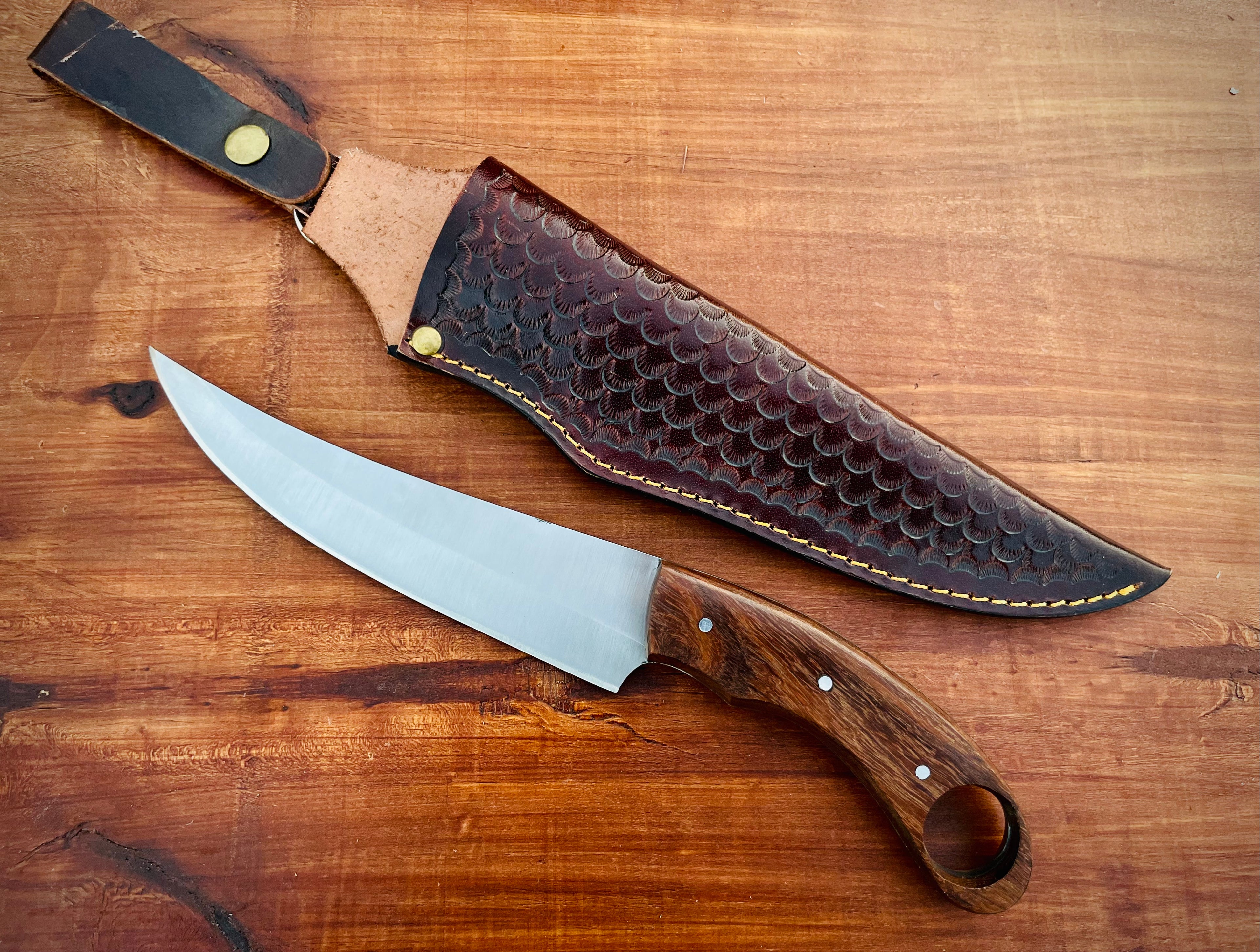Custom Handmade Chef Fillet Knife with Leather Sheath