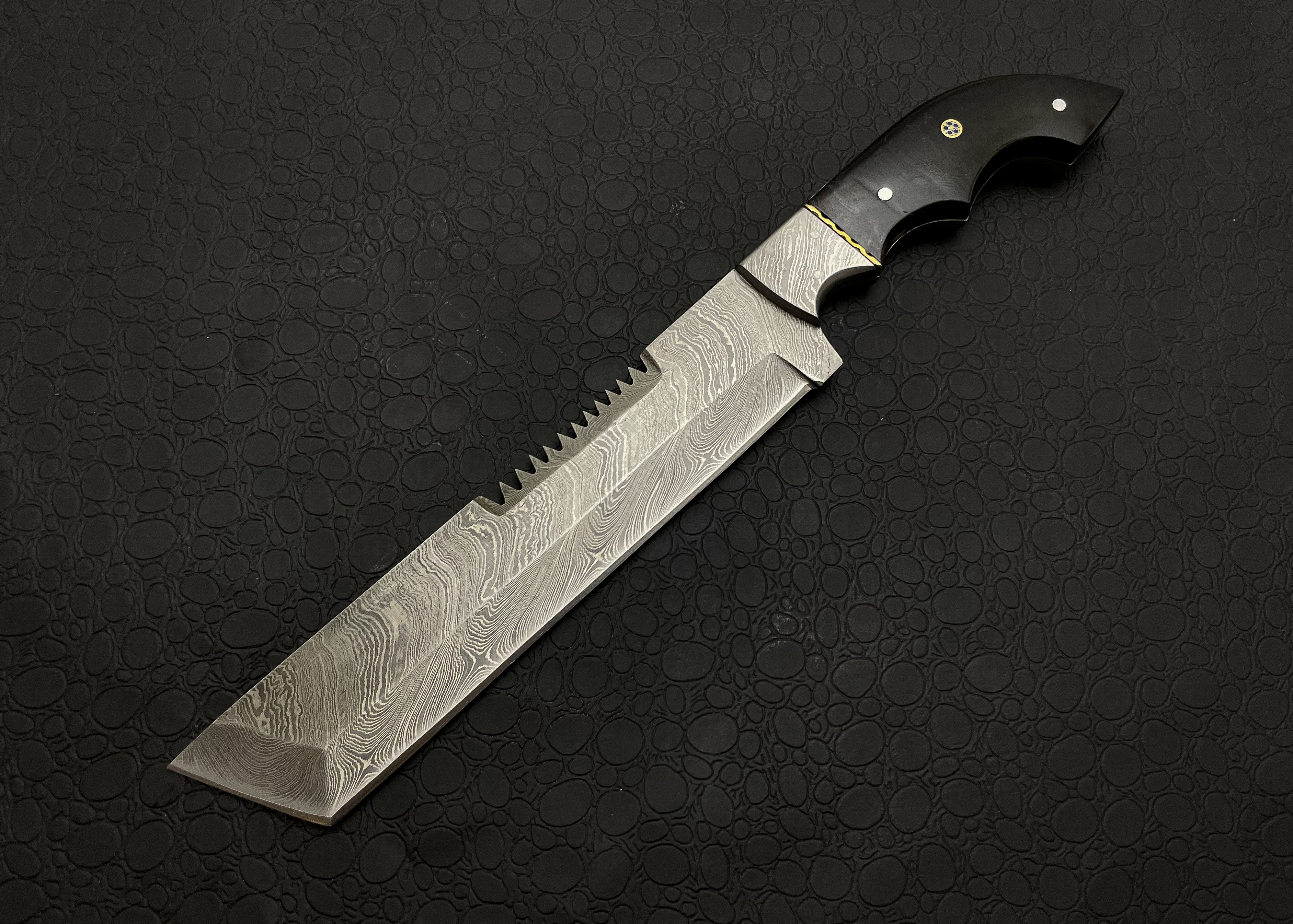 Handmade Vintage Damascus Steel Knife with Leather Sheath