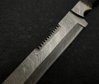 Handmade Vintage Damascus Steel Knife with Leather Sheath