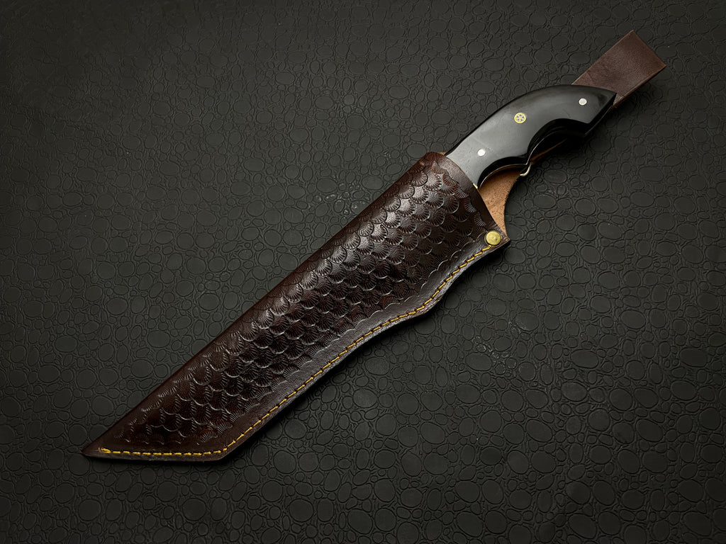 Handmade Vintage Damascus Steel Knife with Leather Sheath