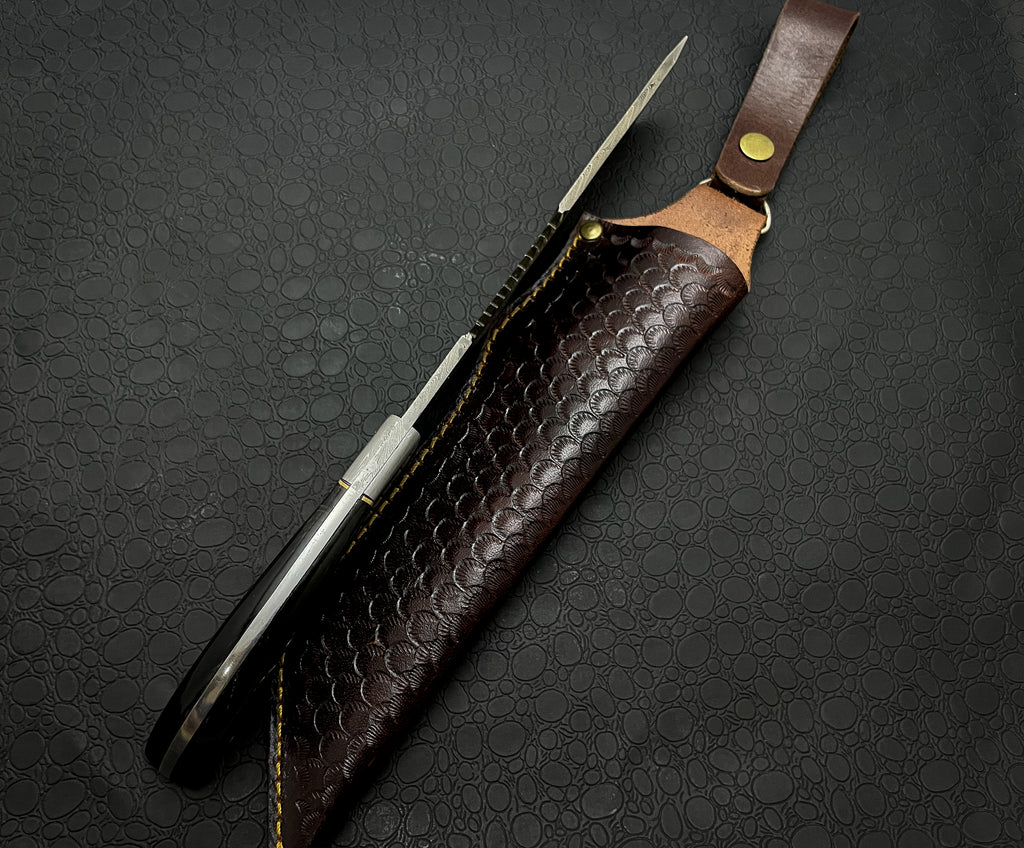 Handmade Vintage Damascus Steel Knife with Leather Sheath
