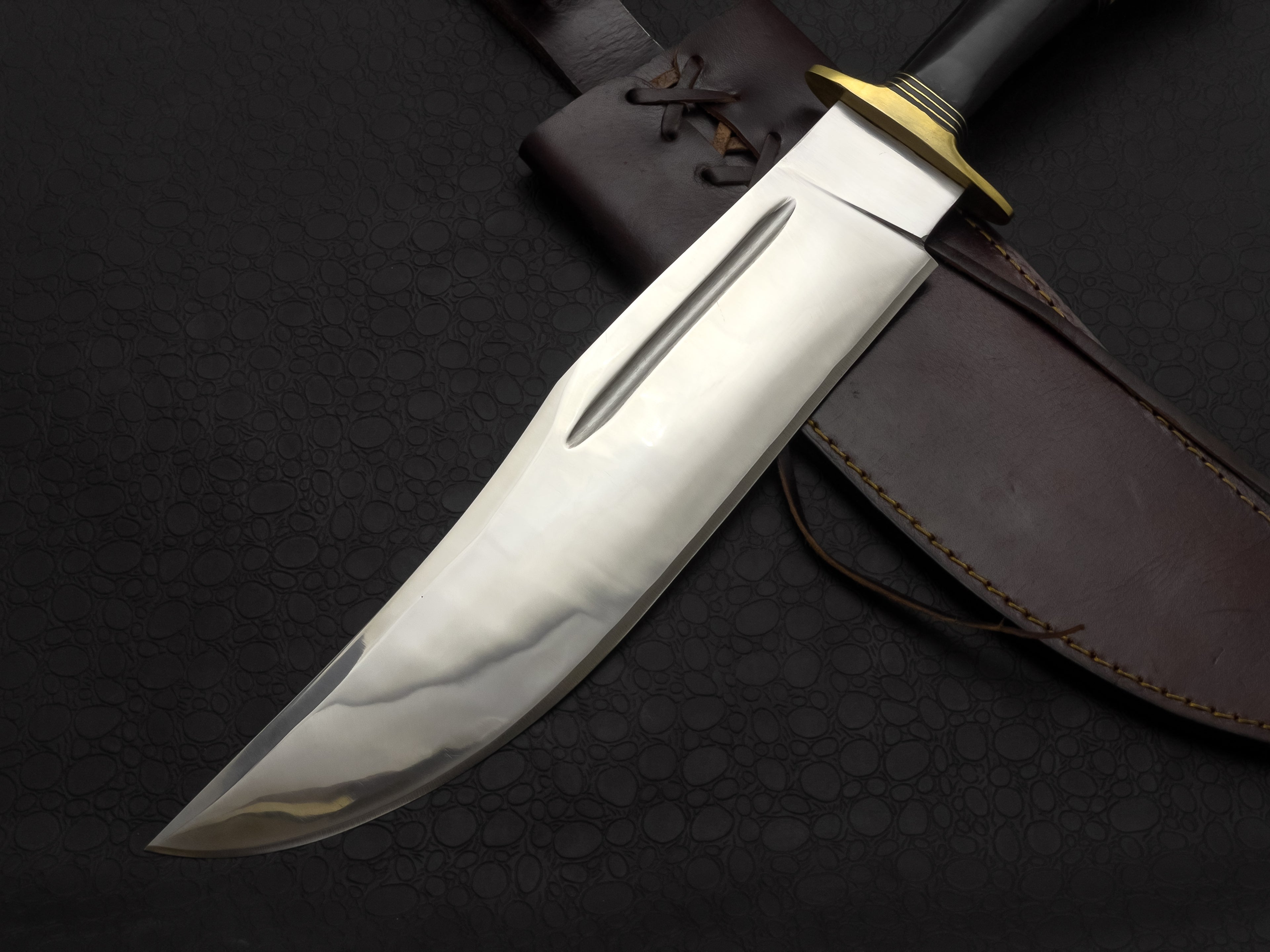 Custom Handmade High Polish Bowie Knife with Antler Handle