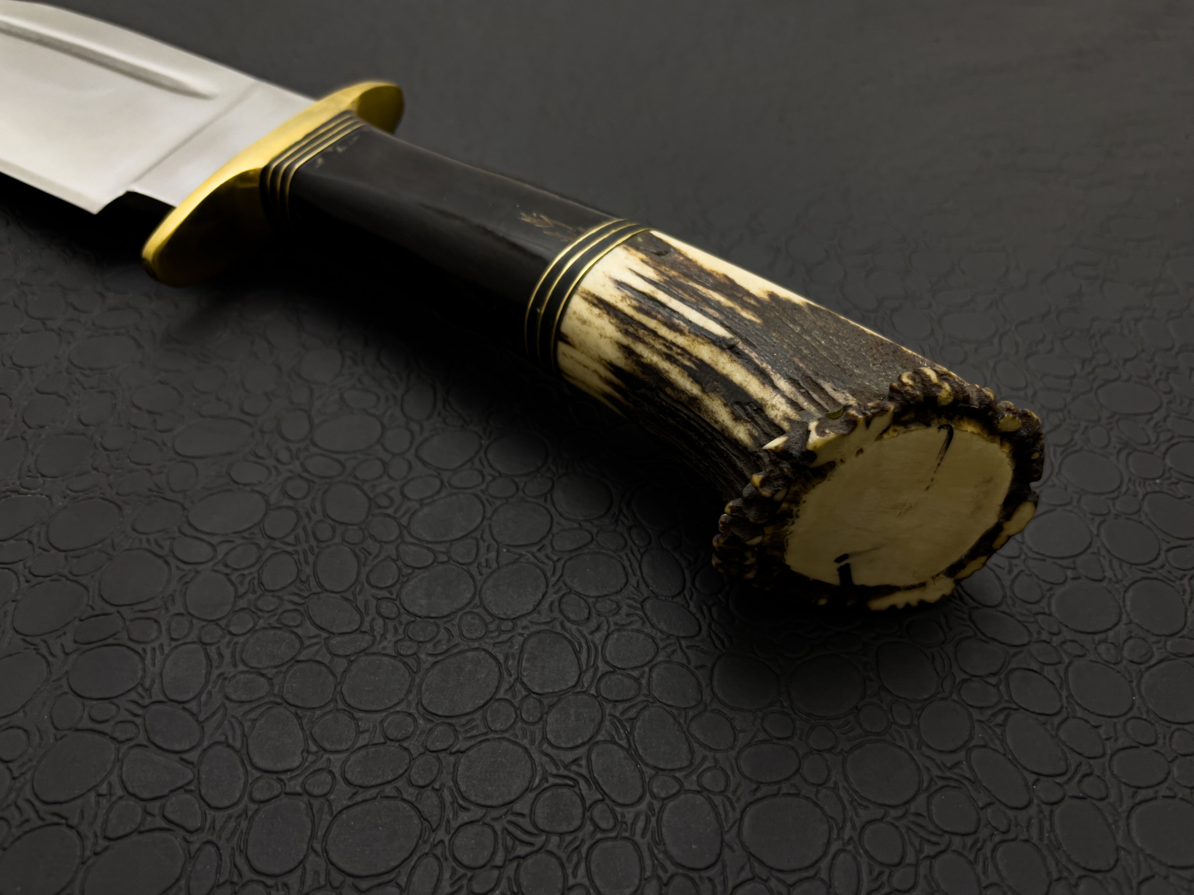Custom Handmade High Polish Bowie Knife with Antler Handle