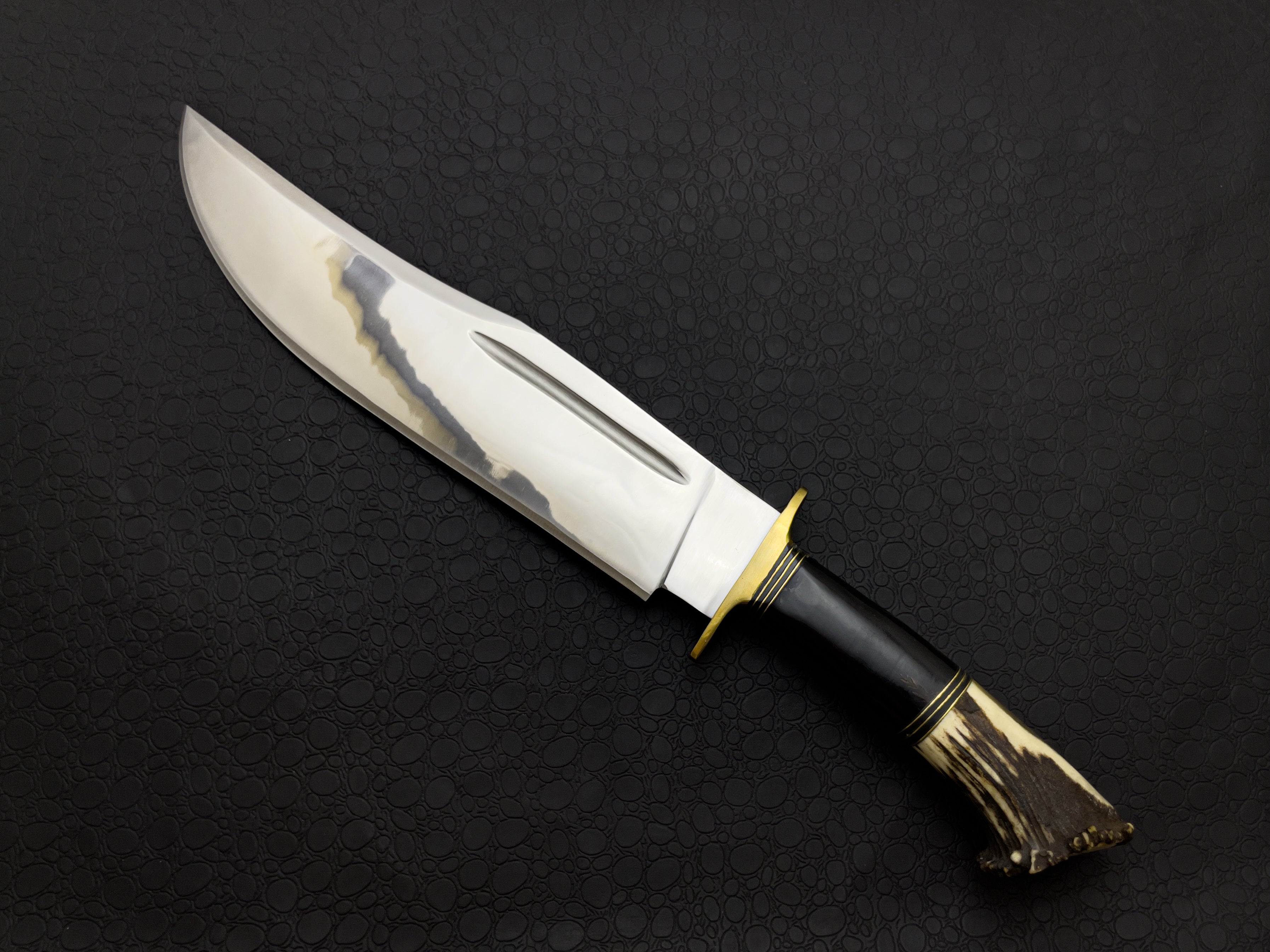 Custom Handmade High Polish Bowie Knife with Antler Handle