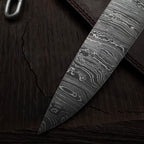 Premium Damascus Steel Handmade Santoku Style Chef Knife with Leather Sheath
