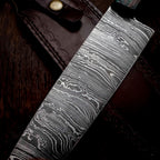 Premium Damascus Steel Handmade Santoku Style Chef Knife with Leather Sheath