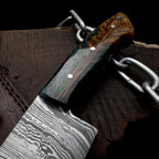 Premium Damascus Steel Handmade Santoku Style Chef Knife with Leather Sheath