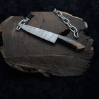 Premium Damascus Steel Handmade Santoku Style Chef Knife with Leather Sheath