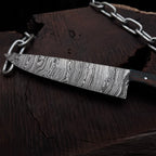 Premium Damascus Steel Handmade Santoku Style Chef Knife with Leather Sheath