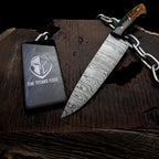 Premium Damascus Steel Handmade Santoku Style Chef Knife with Leather Sheath