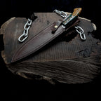 Premium Damascus Steel Handmade Santoku Style Chef Knife with Leather Sheath