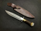 Custom Handmade Ancient Bowie Knife With Stag Horn Handle